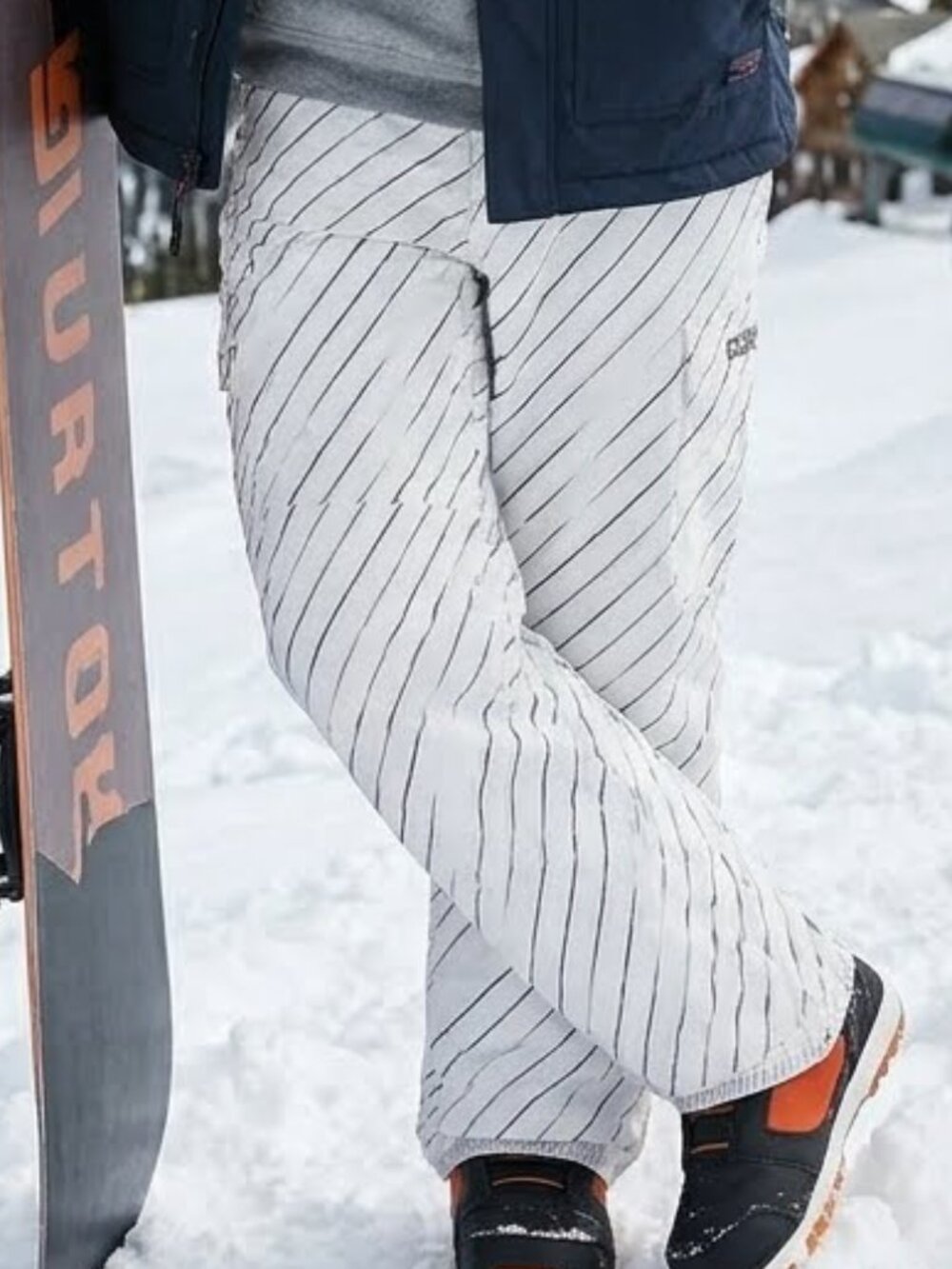 VTG Burton Poacher Dryride White Pinstripe Insulated Cargo Snowboard Ski Pant M